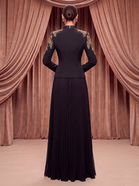 A-Line/Princess V-Neck Chiffon Maxi Evening Dresses with Pleats