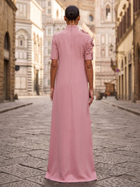 A-Line/Princess High Neck Stretch Jersey Maxi Evening Dresses with 3D Flowers