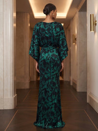 Sheath/Column Scoop Neck Velvet Maxi Evening Dresses with Ruched Waist & Pockets