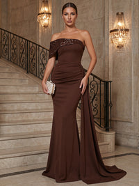 Mermaid/Trumpet One Shoulder Stretch Jersey Maxi Evening Dresses with Side Draped Sash