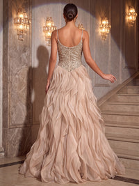 A-Line/Princess Spaghetti Straps Sequin Maxi Evening Dresses with Ruffles