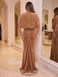Mermaid/Trumpet Scoop Neck Velvet Floor-Length Evening Dresses with Ruched Waist