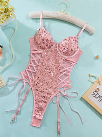 Sexy Corset Lace-Up Cutout Slimmer Shapewear with Sequins