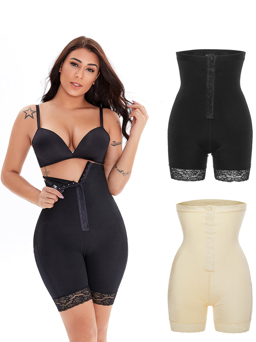 Lace Trim Slim Fit High Waist Contour Shorts Shapewear