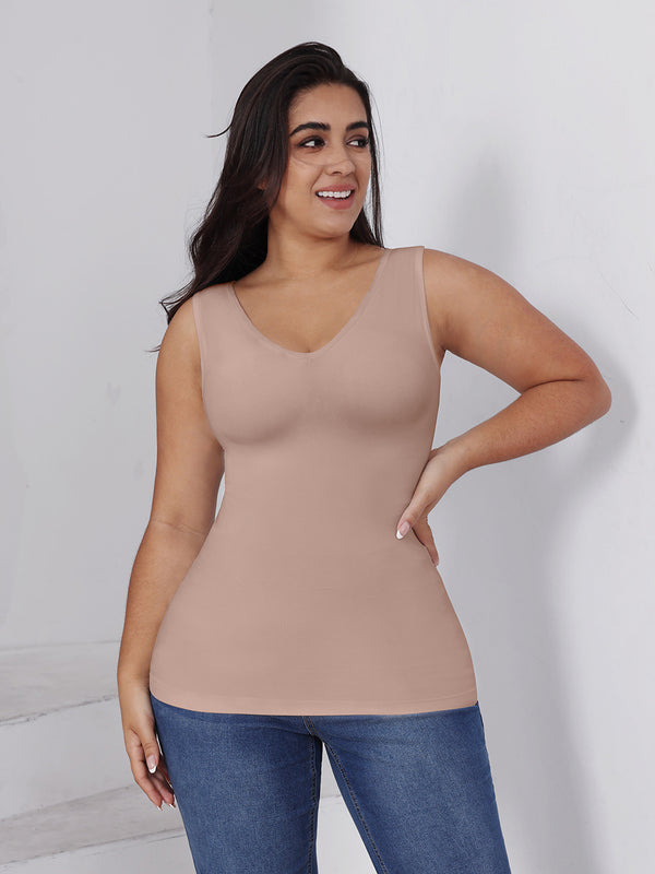 V Neck Sleeveless Seamless Tank Top Plus Size Shapewear