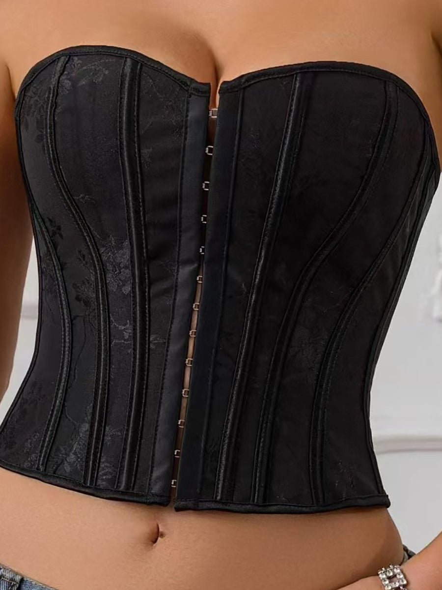 Printed Floral Corset Multi-Hook Closure Tummy Control Shapewear