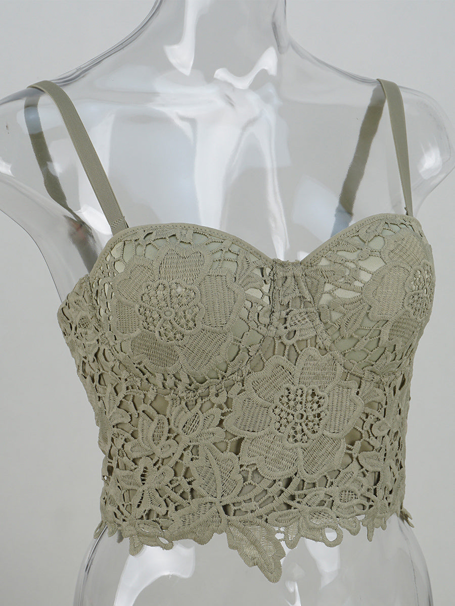 Sweet Lace Spaghetti Strap Bustier Bodysuit