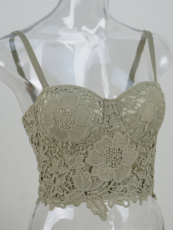 Sweet Lace Spaghetti Strap Bustier Bodysuit