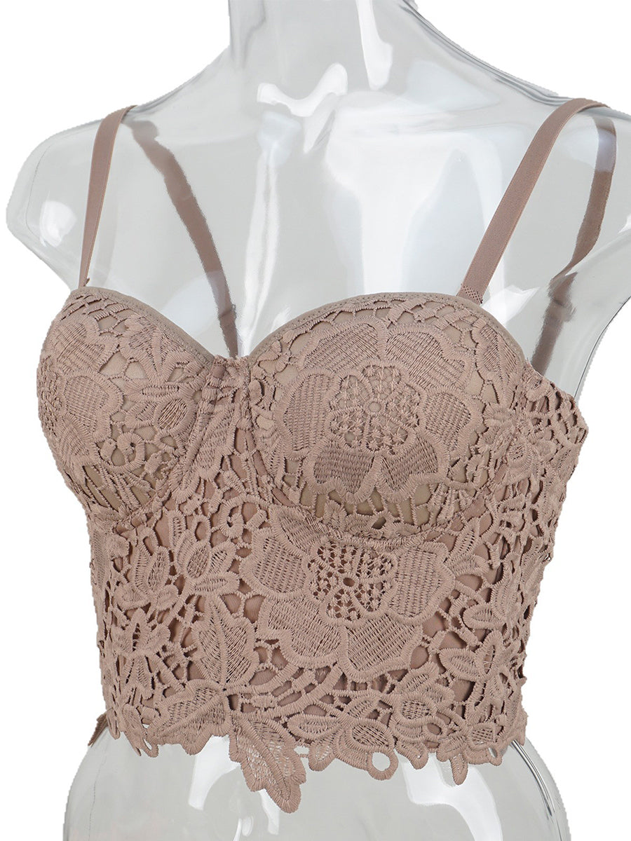 Sweet Lace Spaghetti Strap Bustier Bodysuit
