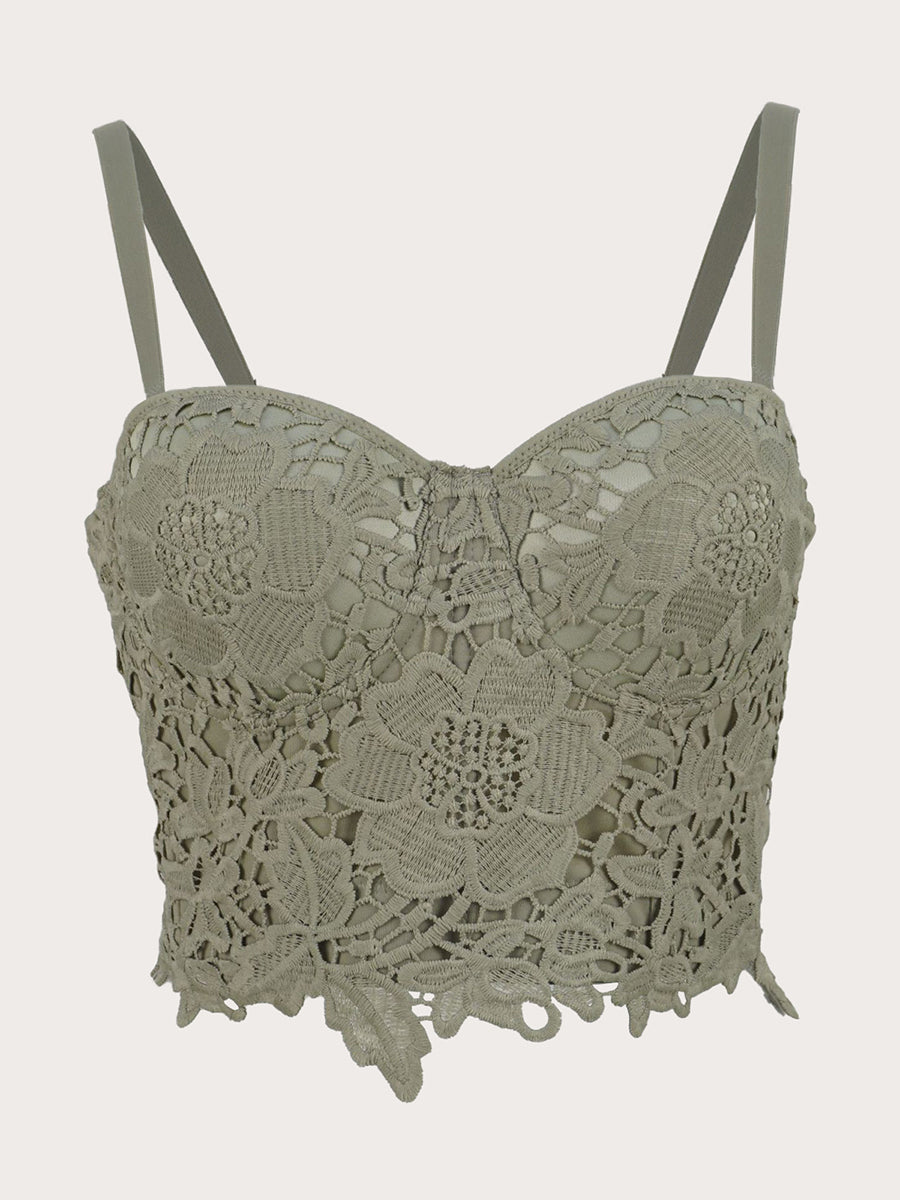 Sweet Lace Spaghetti Strap Bustier Bodysuit