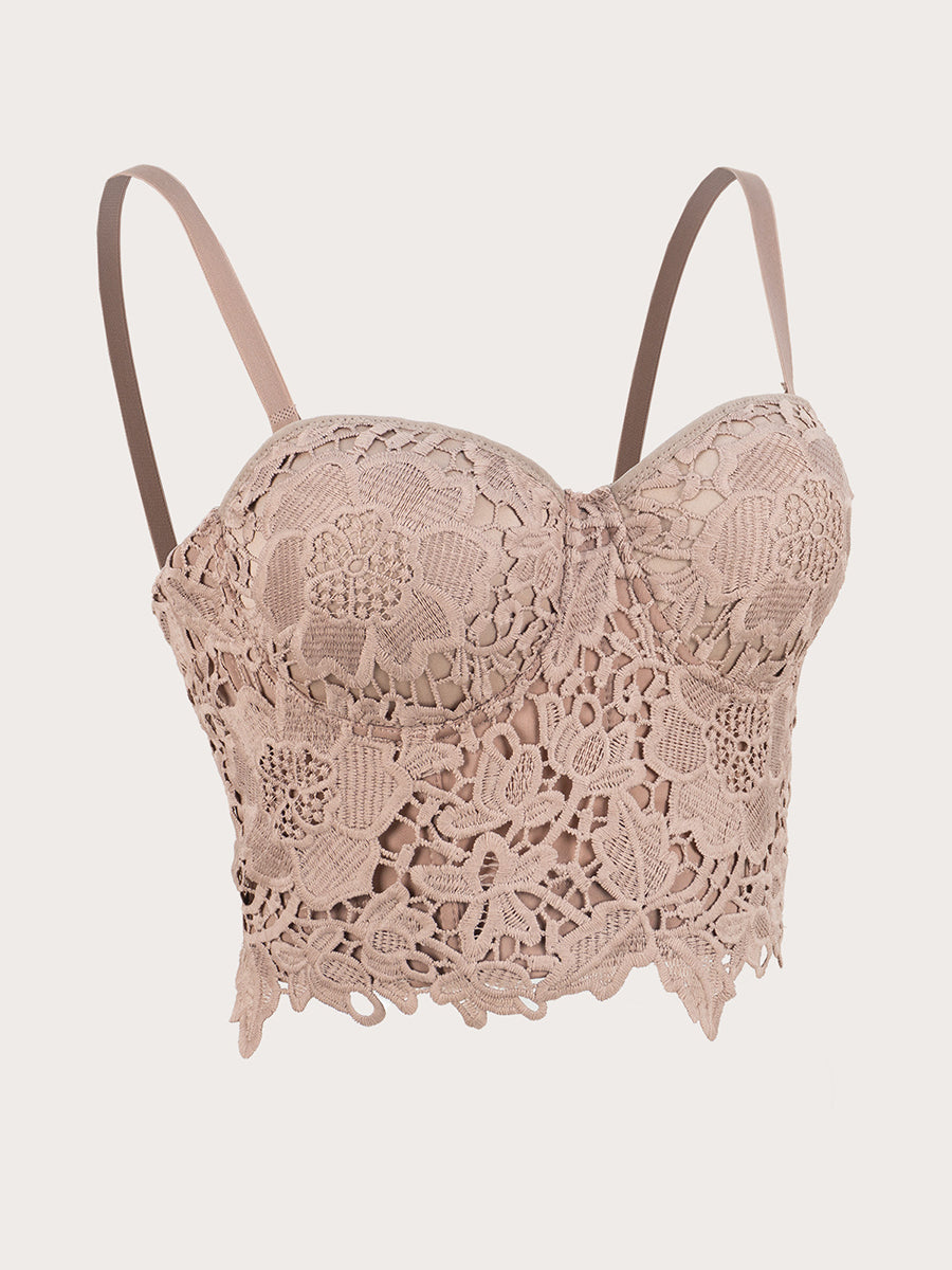 Sweet Lace Spaghetti Strap Bustier Bodysuit