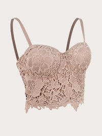 Sweet Lace Spaghetti Strap Bustier Bodysuit