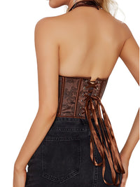 Halter Sleeveless Retro Printed Floral Corset Top