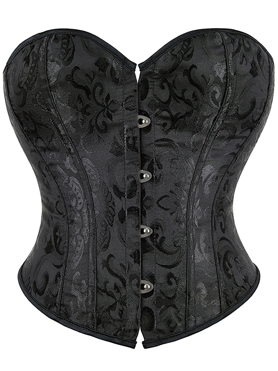Strapless Sleeveless Retro Jacquard Lace-Up Corset Top