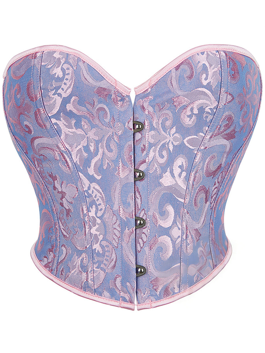 Strapless Sleeveless Retro Jacquard Lace-Up Corset Top