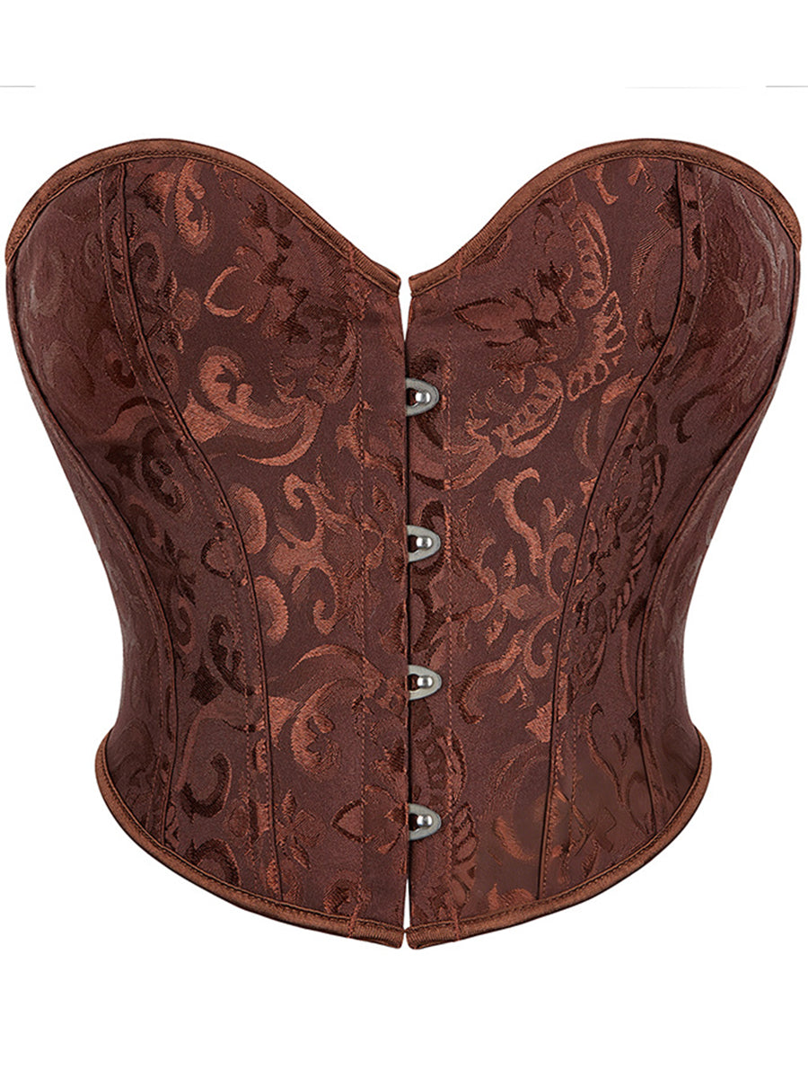 Strapless Sleeveless Retro Jacquard Lace-Up Corset Top