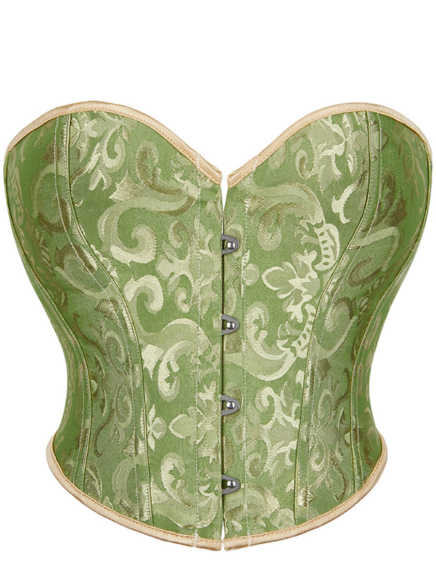 Strapless Sleeveless Retro Jacquard Lace-Up Corset Top