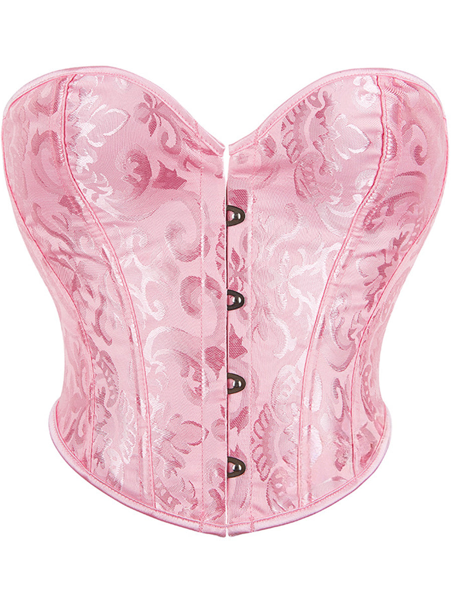 Strapless Sleeveless Retro Jacquard Lace-Up Corset Top