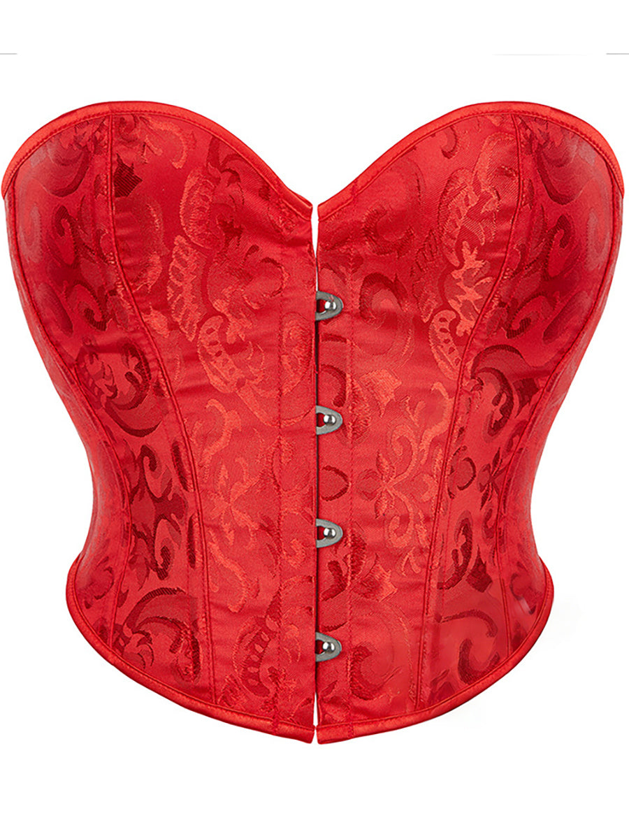 Strapless Sleeveless Retro Jacquard Lace-Up Corset Top