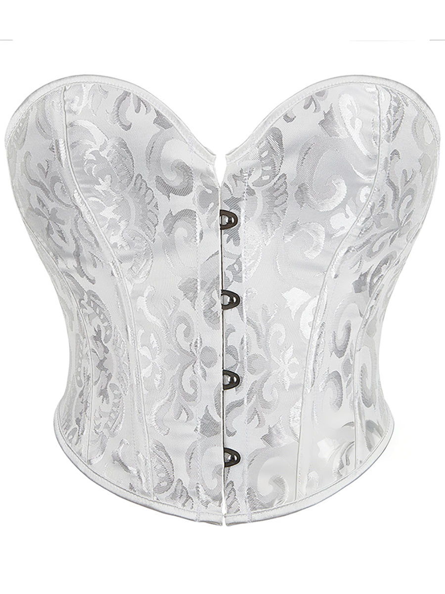 Strapless Sleeveless Retro Jacquard Lace-Up Corset Top