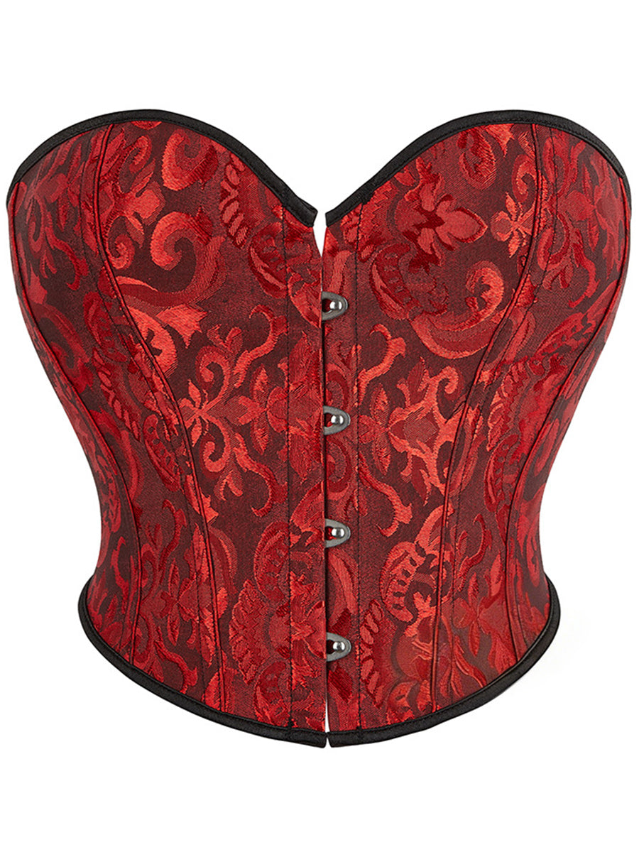 Strapless Sleeveless Retro Jacquard Lace-Up Corset Top