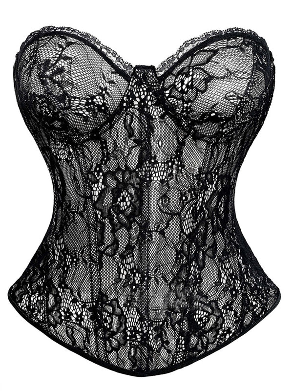 Sweetheart Lace Sheer Mesh Corset Top