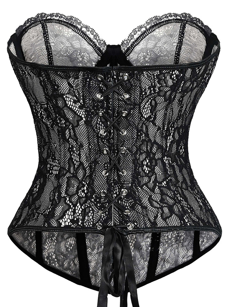 Sweetheart Lace Sheer Mesh Corset Top