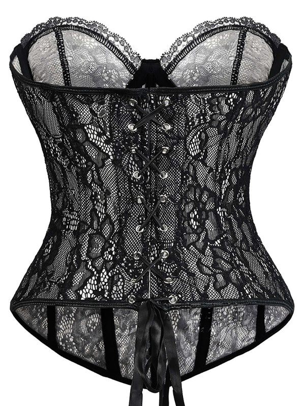 Sweetheart Lace Sheer Mesh Corset Top