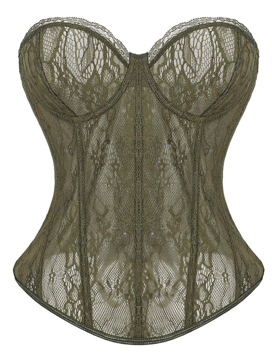 Sweetheart Lace Sheer Mesh Corset Top