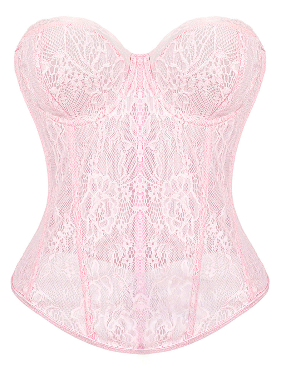 Sweetheart Lace Sheer Mesh Corset Top