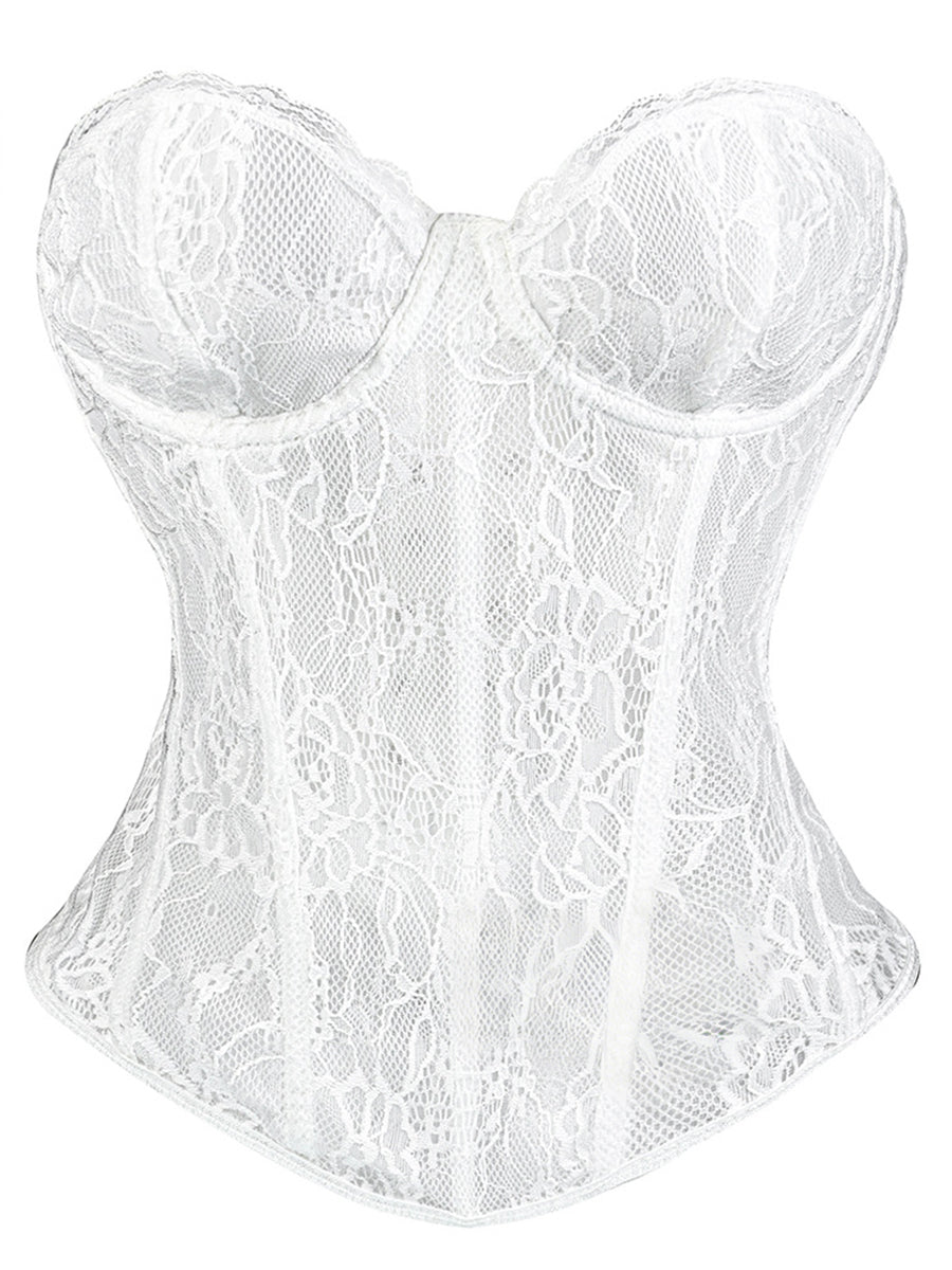 Sweetheart Lace Sheer Mesh Corset Top