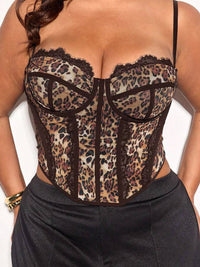 Sweetheart Corset Leopard Printed Lace Top