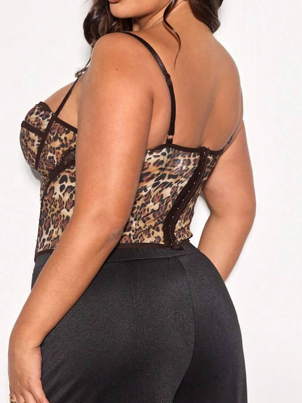 Sweetheart Corset Leopard Printed Lace Top