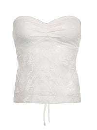 Sweetheart Sheer Lace Sleeveless Back Tie Corset Top