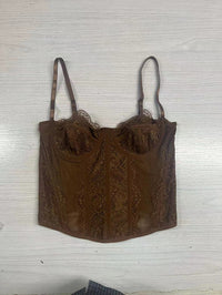Adjustable Strap Hook-and-Eye Closure Lace Trim Top