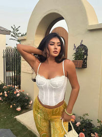 Adjustable Strap Hook-and-Eye Closure Lace Trim Top