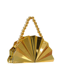 Women's Sparkling Fan-Shaped Metallic Clutch/Hand Bag