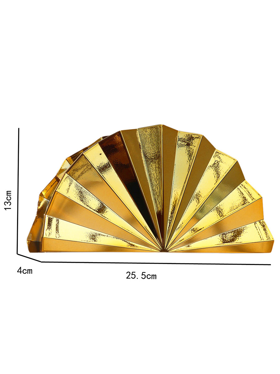 Women's Sparkling Fan-Shaped Metallic Clutch/Hand Bag