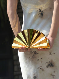 Women's Sparkling Fan-Shaped Metallic Clutch/Hand Bag