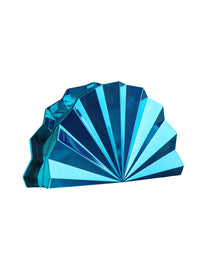 Women's Sparkling Fan-Shaped Metallic Clutch/Hand Bag