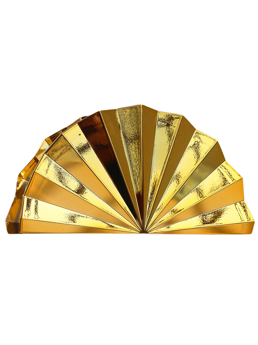 Women's Sparkling Fan-Shaped Metallic Clutch/Hand Bag