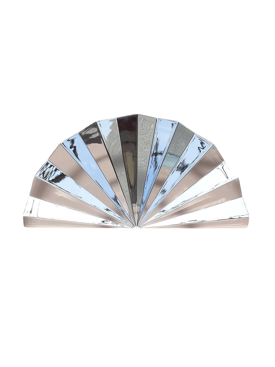Women's Sparkling Fan-Shaped Metallic Clutch/Hand Bag