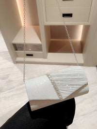 Women's Glitter Pleated Clutch Bag with Rhinestone