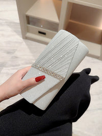 Women's Glitter Pleated Clutch Bag with Rhinestone