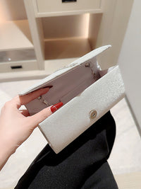 Women's Glitter Pleated Clutch Bag with Rhinestone