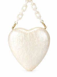 White Elegant Heart Acrylic Versatile Hand Bag