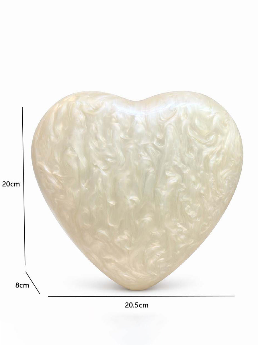 White Elegant Heart Acrylic Versatile Hand Bag