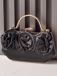 Silk Flower Fashionable Party Hand Bag With Rhinestone