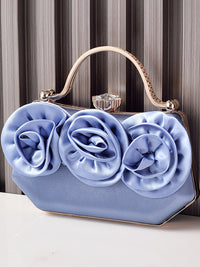 Silk Flower Fashionable Party Hand Bag With Rhinestone