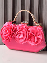 Silk Flower Fashionable Party Hand Bag With Rhinestone